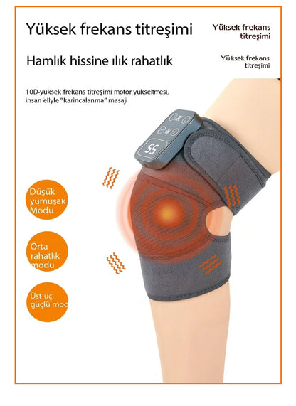 Isıtmalı ve Titreşimli Akıllı Diz Destek Bandı – LED Ekranlı, 3 Modlu, Yüksek Frekans Masajlı Eklem Koruyucu