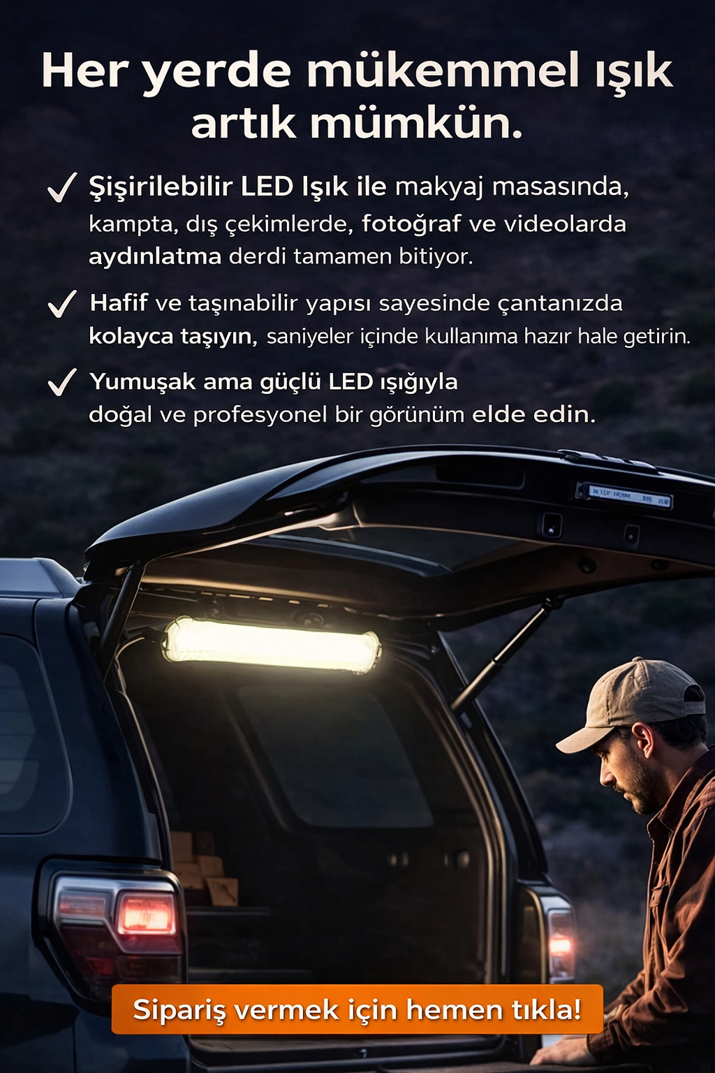 Şişirilebilir LED Işık | Makyaj, Kamp, Fotoğraf & Video Çekimleri İçin Taşınabilir Lamba