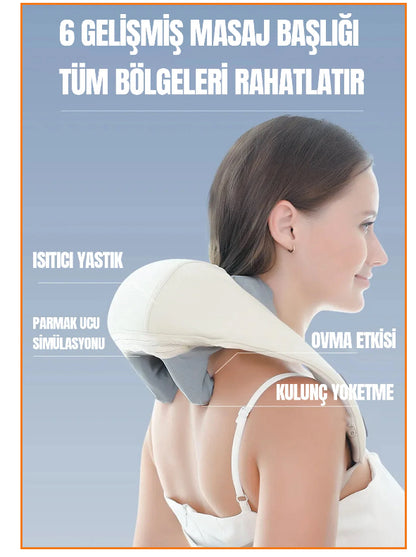 Isıtmalı ve Titreşimli Boyun, Sırt, Bel Masaj Aleti – 2 Hızlı, 2 Kademeli Sıcaklık Kontrollü Ergonomik Masaj Kemeri