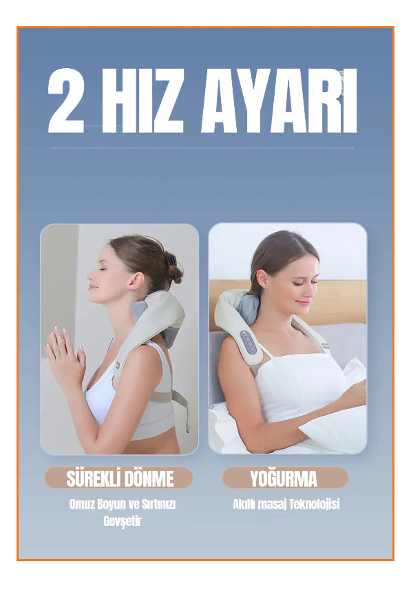 Isıtmalı ve Titreşimli Boyun, Sırt, Bel Masaj Aleti – 2 Hızlı, 2 Kademeli Sıcaklık Kontrollü Ergonomik Masaj Kemeri