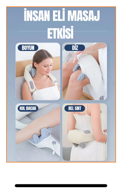 Isıtmalı ve Titreşimli Boyun, Sırt, Bel Masaj Aleti – 2 Hızlı, 2 Kademeli Sıcaklık Kontrollü Ergonomik Masaj Kemeri
